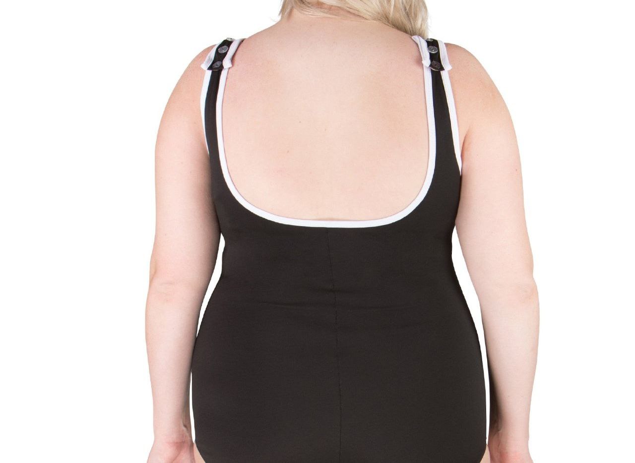 T.H.E. Women's Black Colorblock One Piece Plus Size Swimsuit